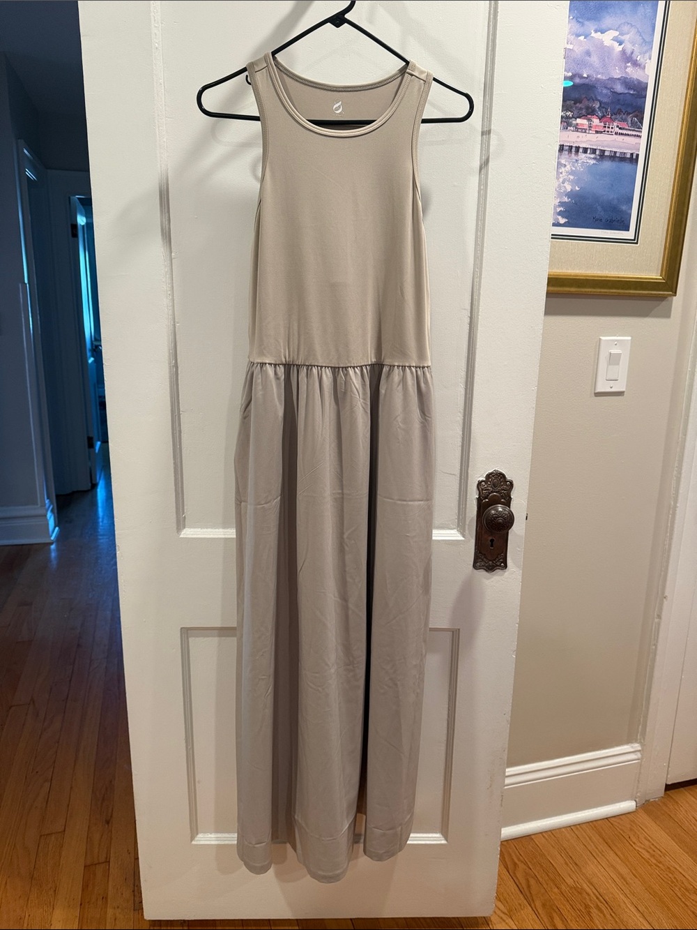 NWOT Sleeveless Scoop Neck Maxi Dress - Light Taupe/Gray